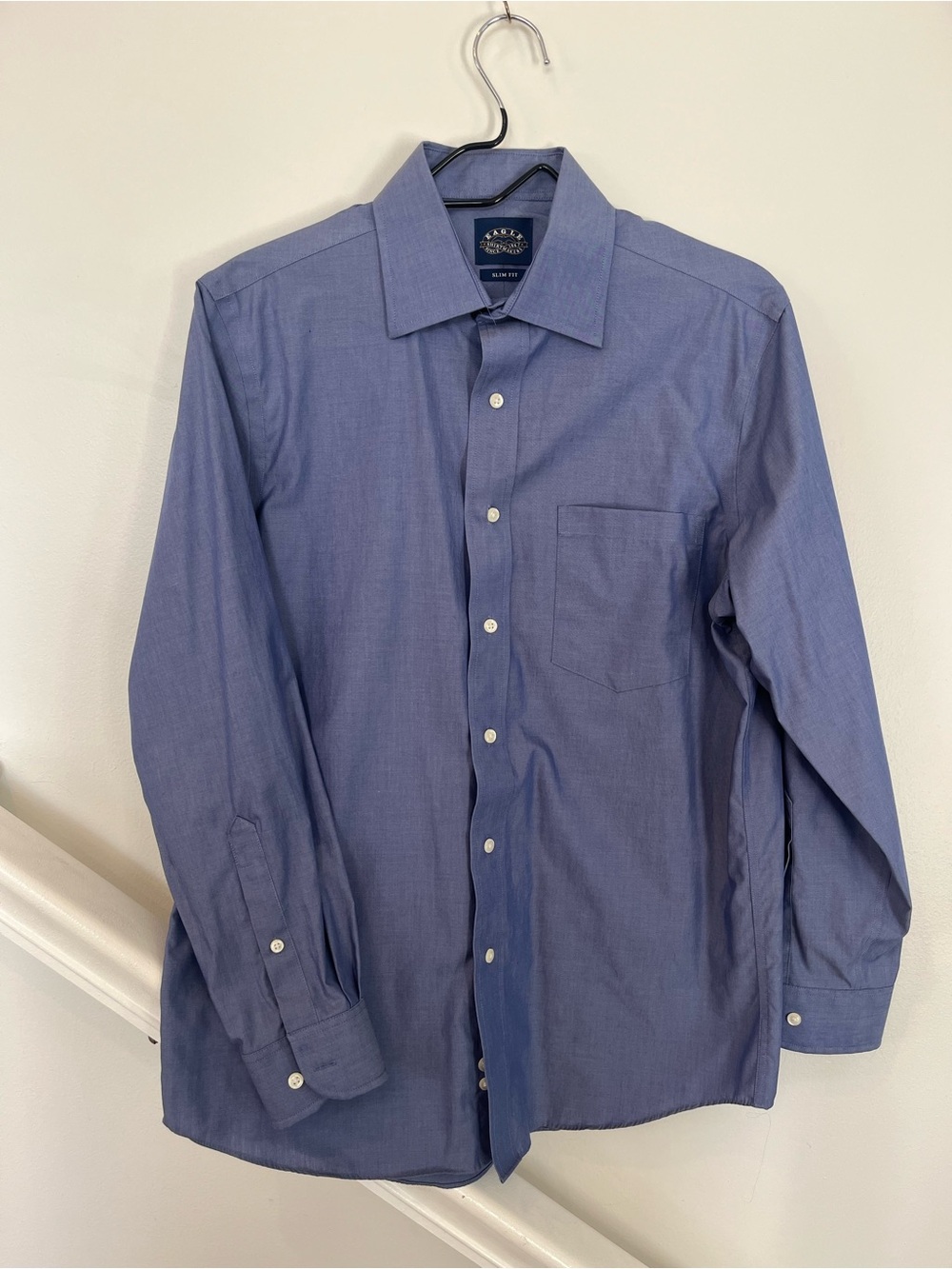 Eagle Shirtmakers Men’s 15.5 32/33 Blue Slim Fit Non-Iron Dress Shirt